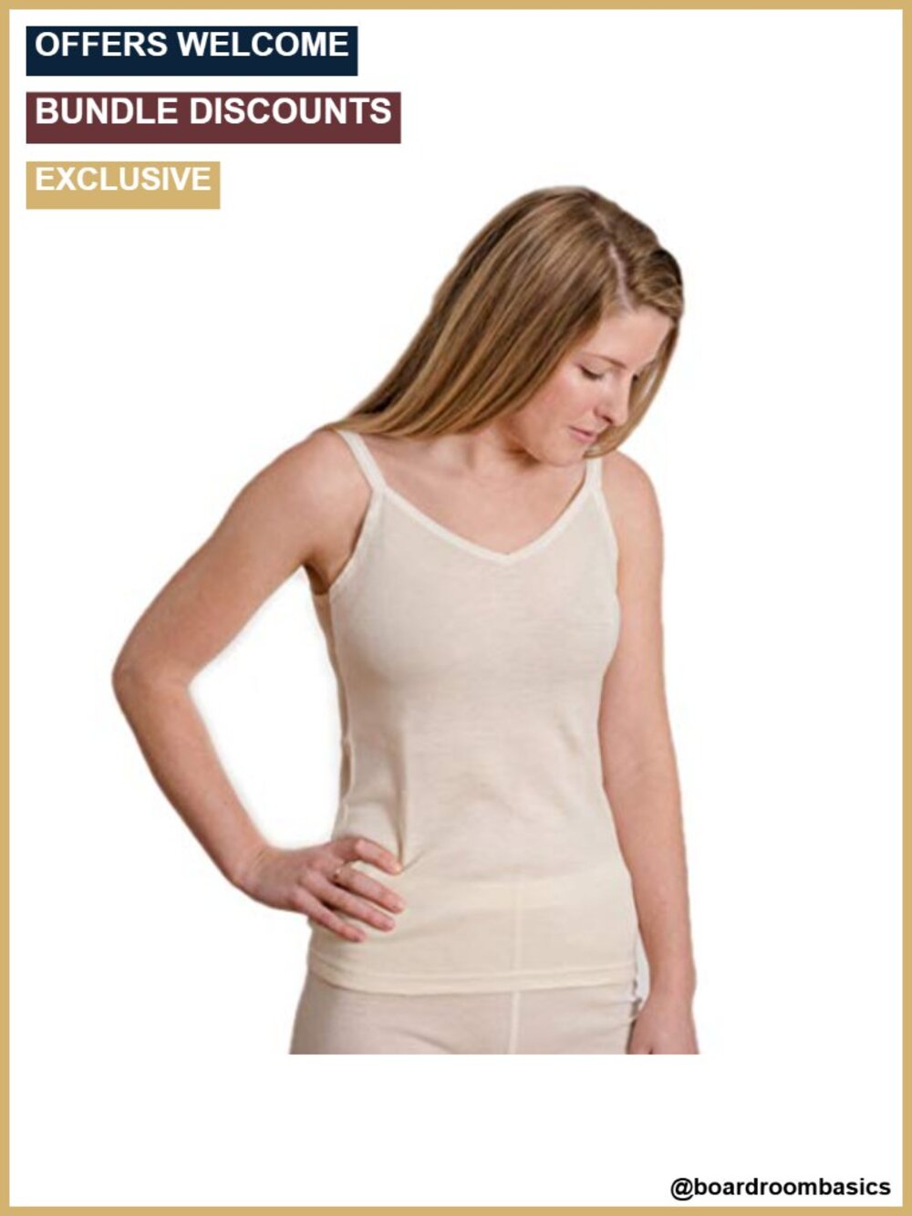Organic Merino Wool Silk Camisole Tank Top Lightweight Base Layer